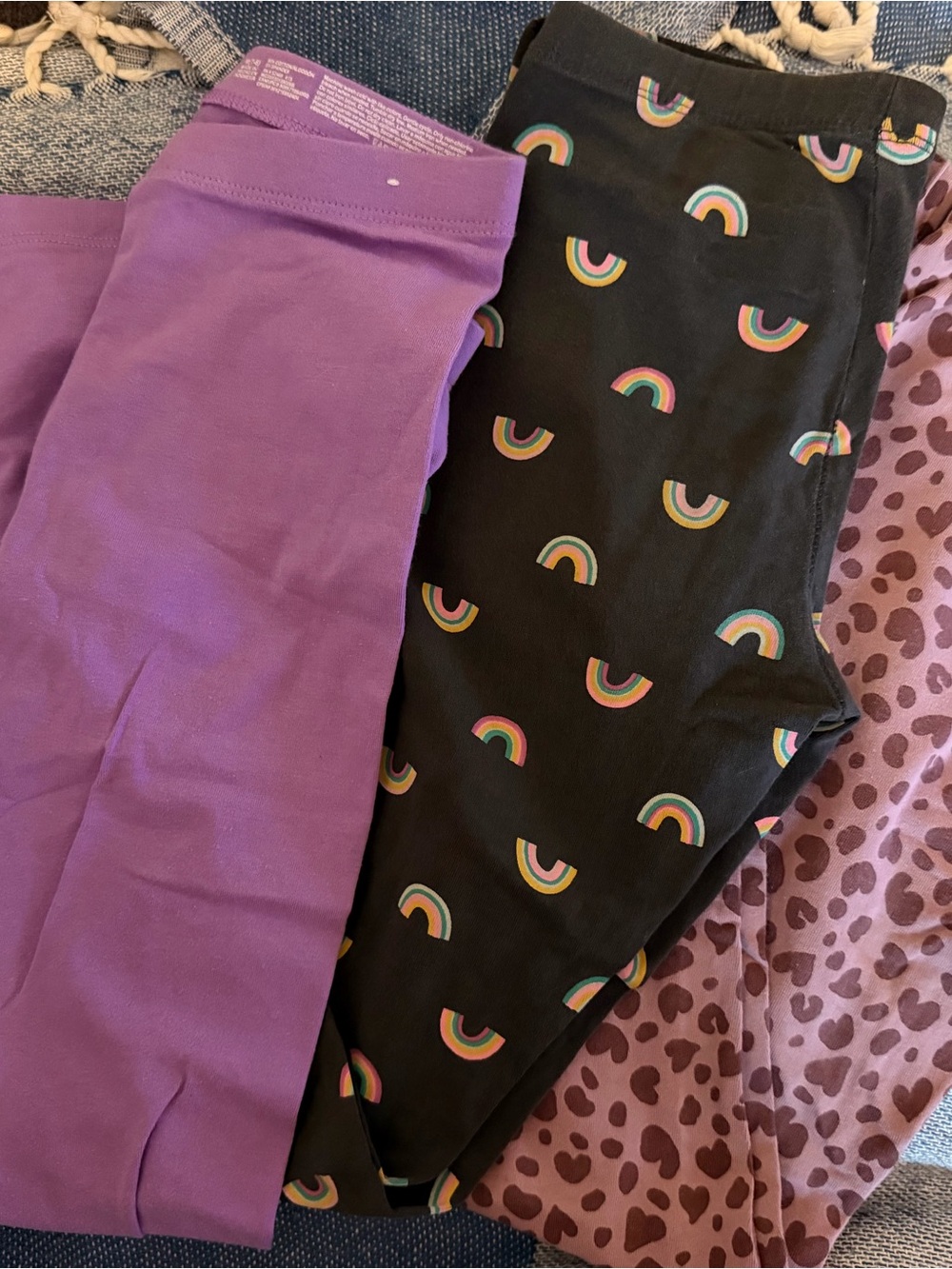 Cat & Jack Purple and Black Rainbow-Print Leggings Set